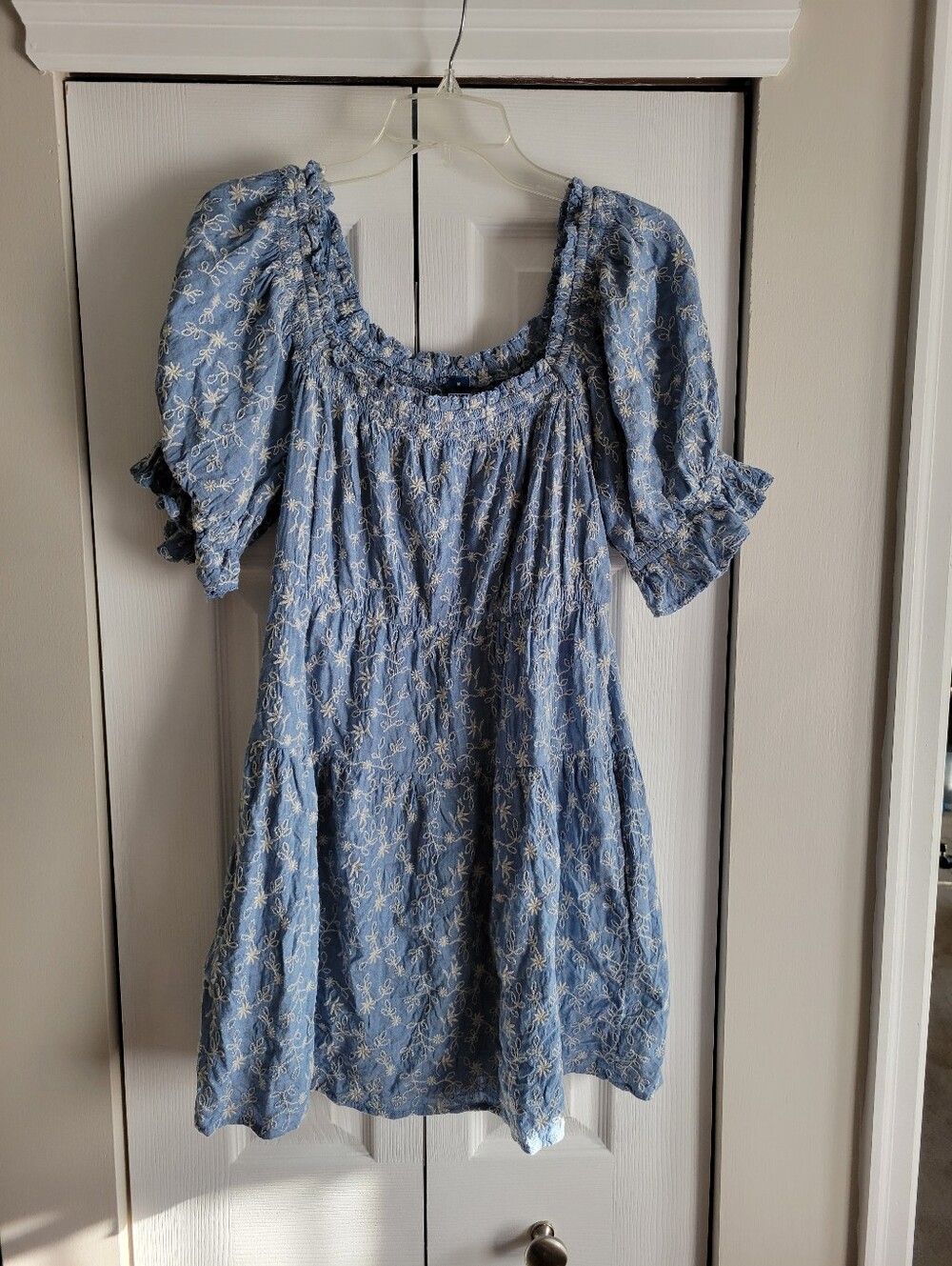 Old Navy Medium Blue Floral Smocked Dress